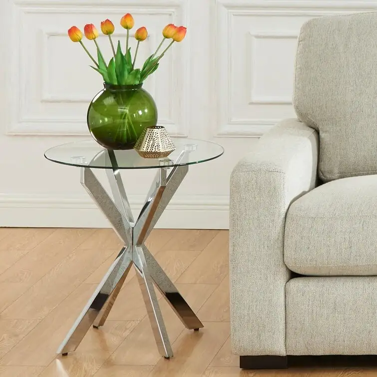 19.7 End Table With Glass Top