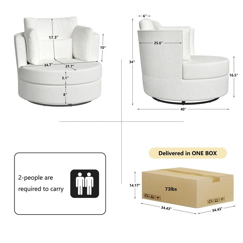 Chenille Swivel Soft Modern Upholstered Accent Chair (Set of 2)