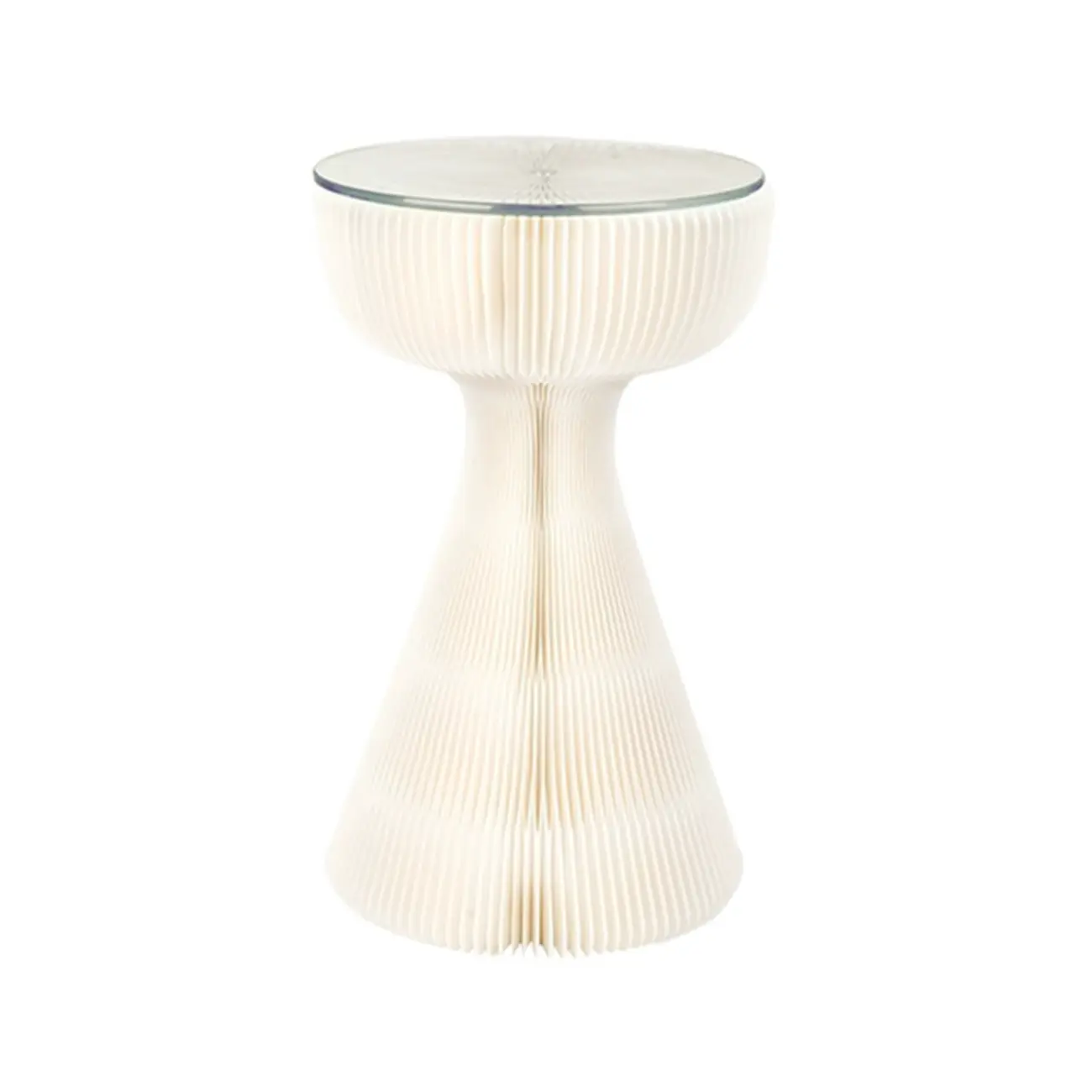 Foldable Modern Black Glass Top Round Side Table