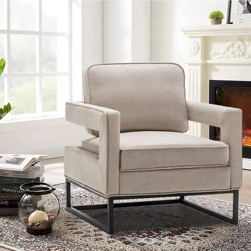 Modern Arm Accent Chair, Mid Century Living Room Chair Upholstered Lounge Chair