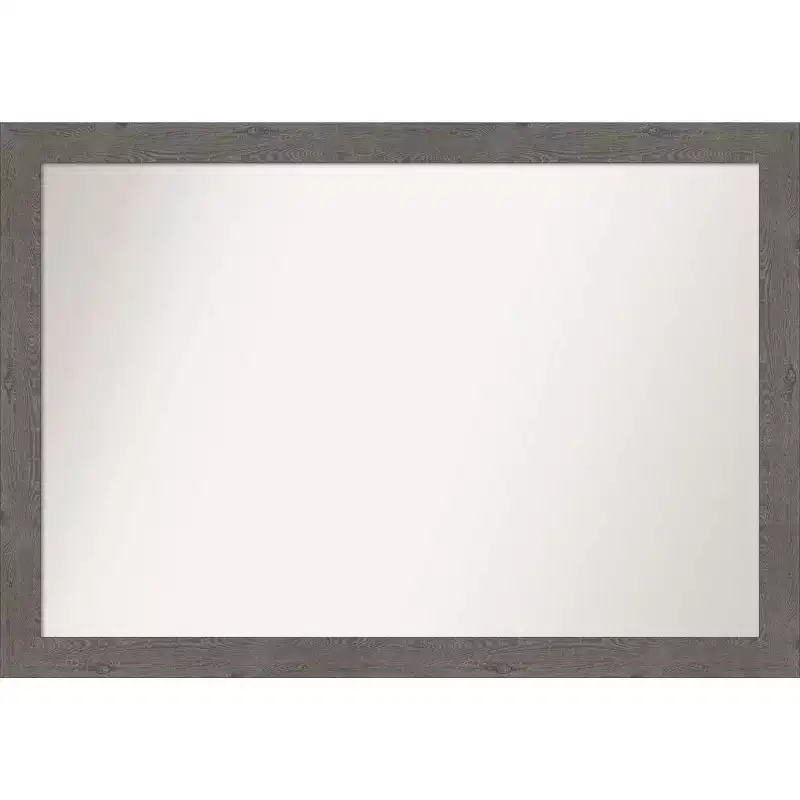 40" x 28" Non-Beveled Rustic Plank Gray Narrow Wall Mirror - Amanti Art