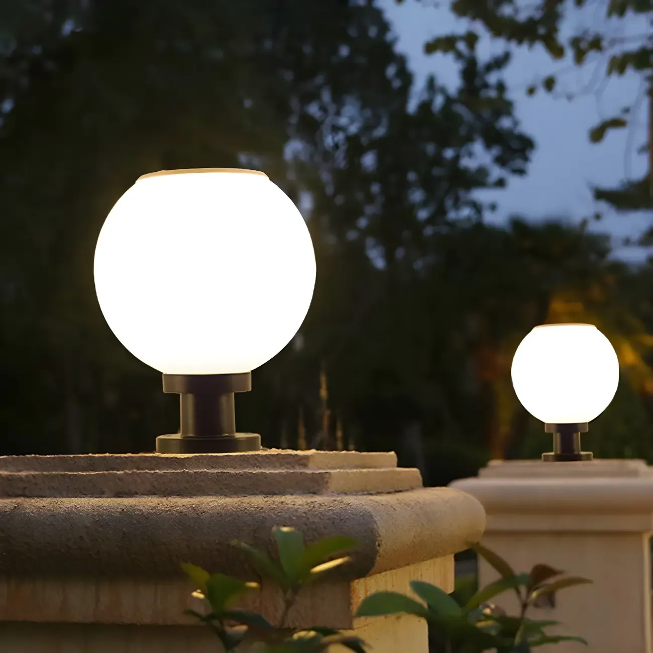 Classic Globe LED Table Lamp with White Shade for Garden