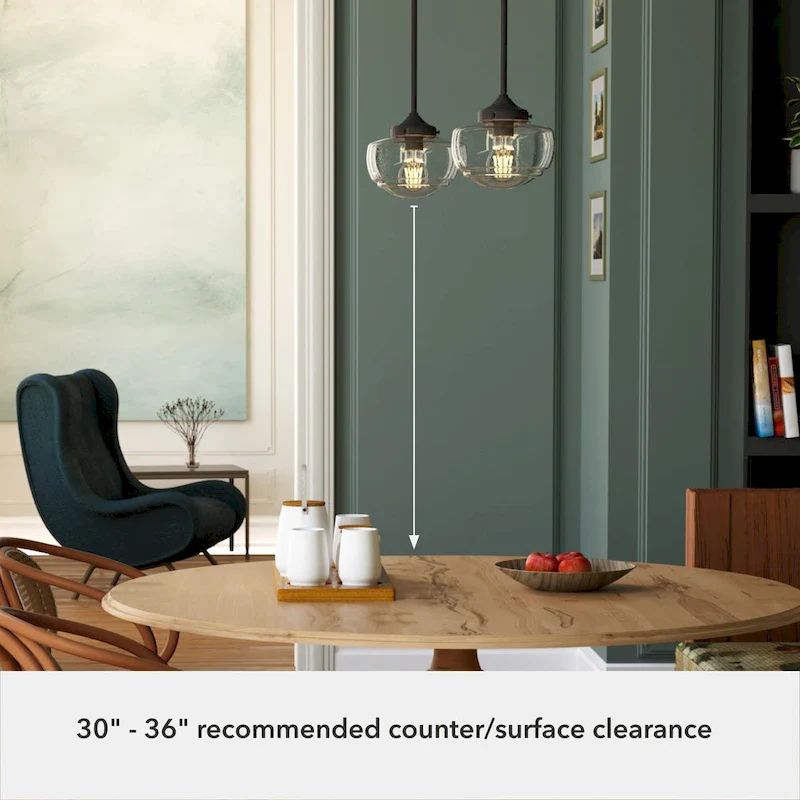 Hunter Saddle Creek 1-Light Mini Pendant / Semi-Flush Mount Ceiling Light - Kitchen Island, Dining Room, Hallway