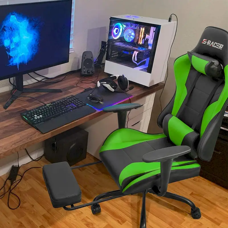 Gaming Chair with Footrest - Ergonomic Desk Chair