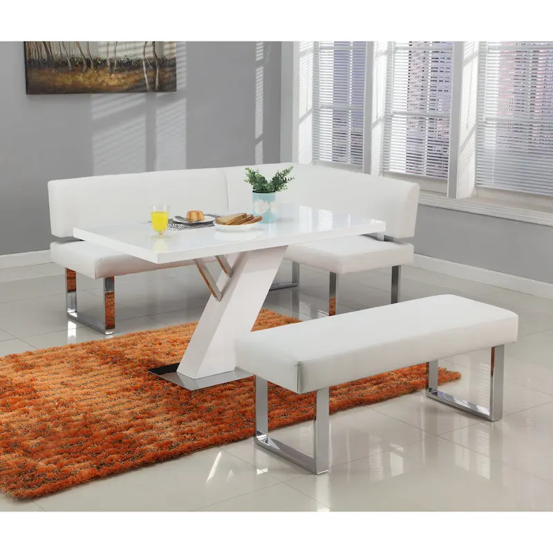 Somette Leah White Dining Bench - Dining Bench
