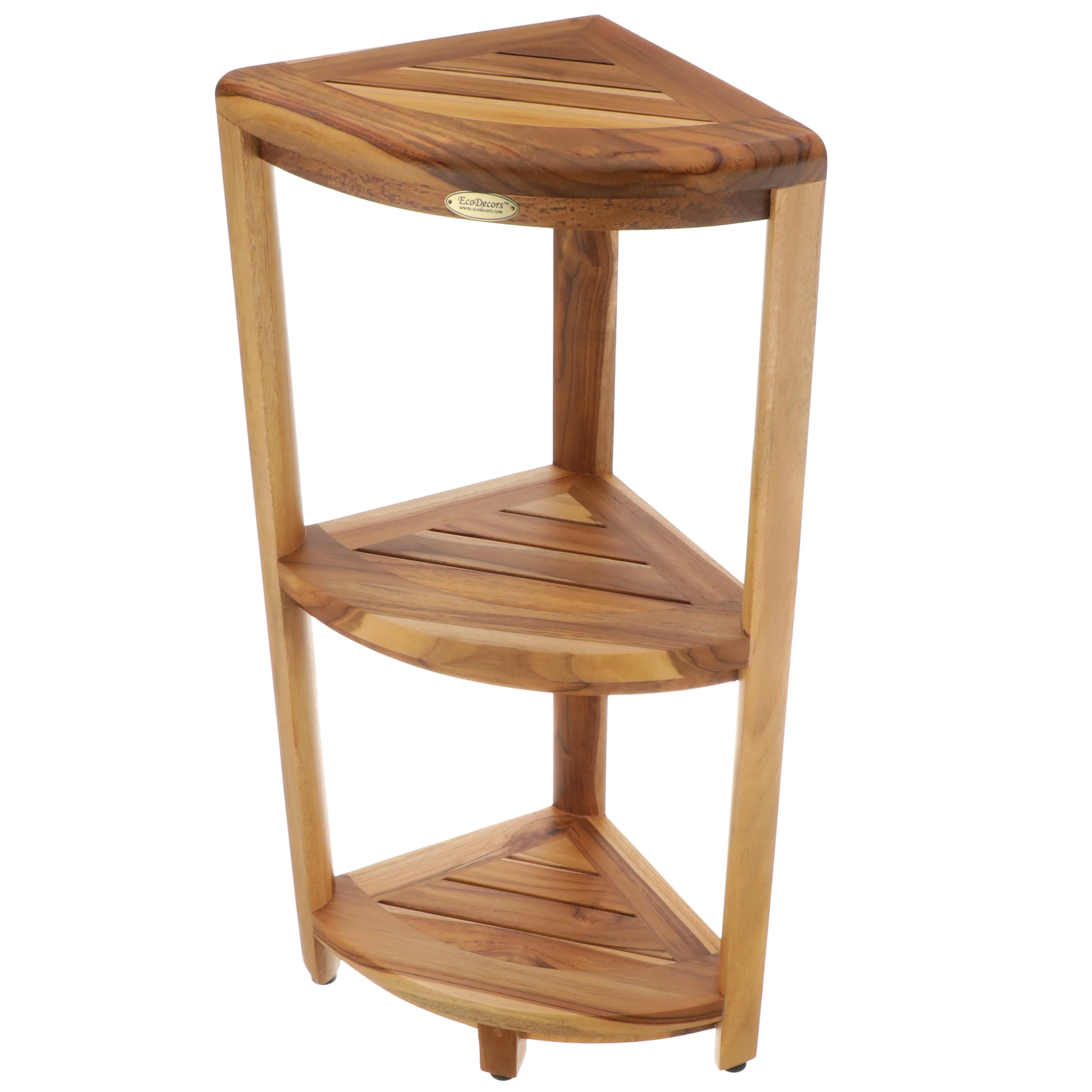 EcoDecors 3-Tier, Shower Table, Standing Shower-Caddy, Teak Shower Caddy, Shower Organizer Stand, Teak Shelf, Teak Shower Shelf