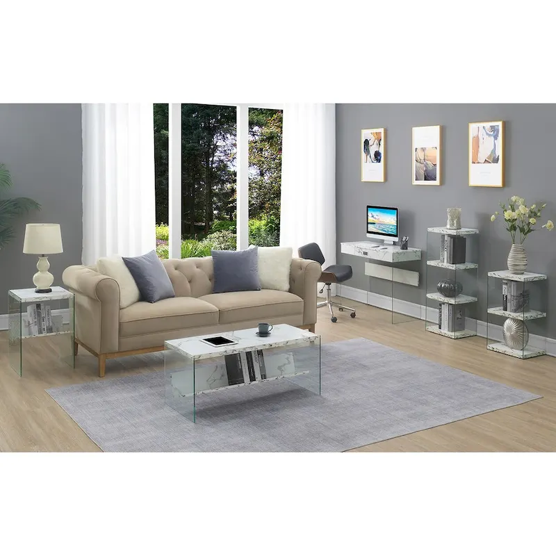 Convenience Concepts SoHo Glass Coffee Table with Shelf
