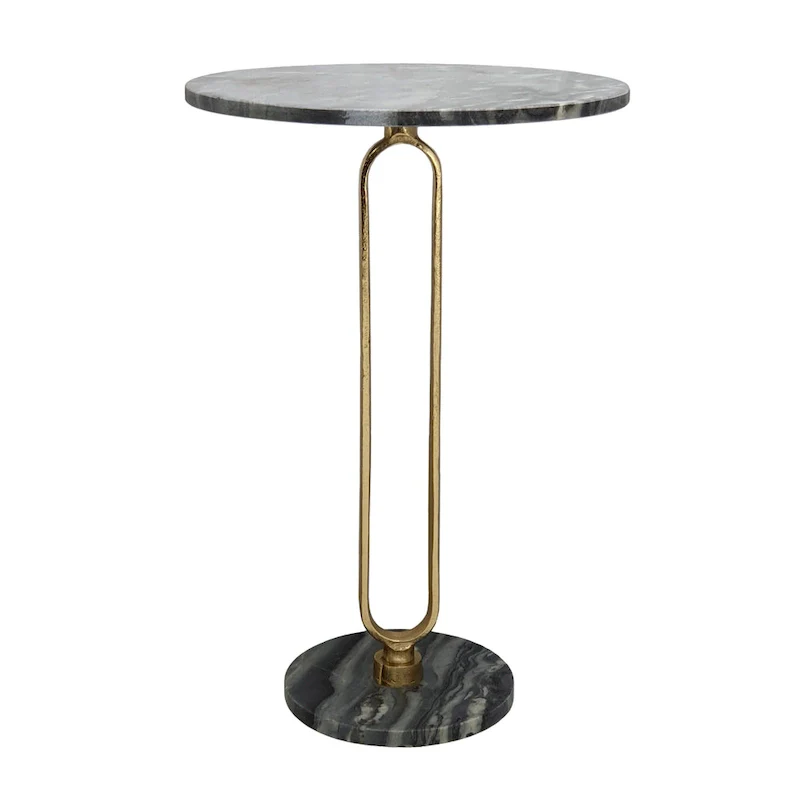 Alexus Oval Steam Marble Table - Black/Gold