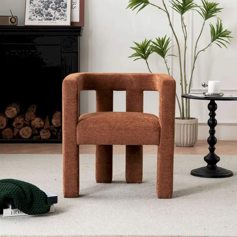 Set of 1 Chic design Barrel shaped Fabric Upholstered Accent Armchair