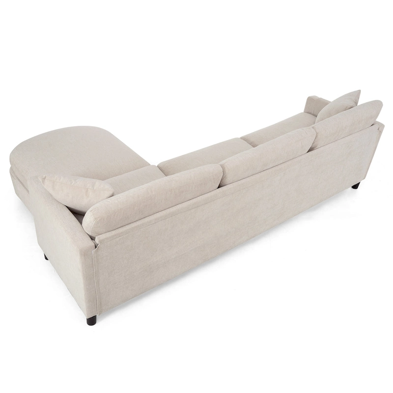 Beige 107.87  Spacious 4-Seater Sofa with Movable Ottoman
