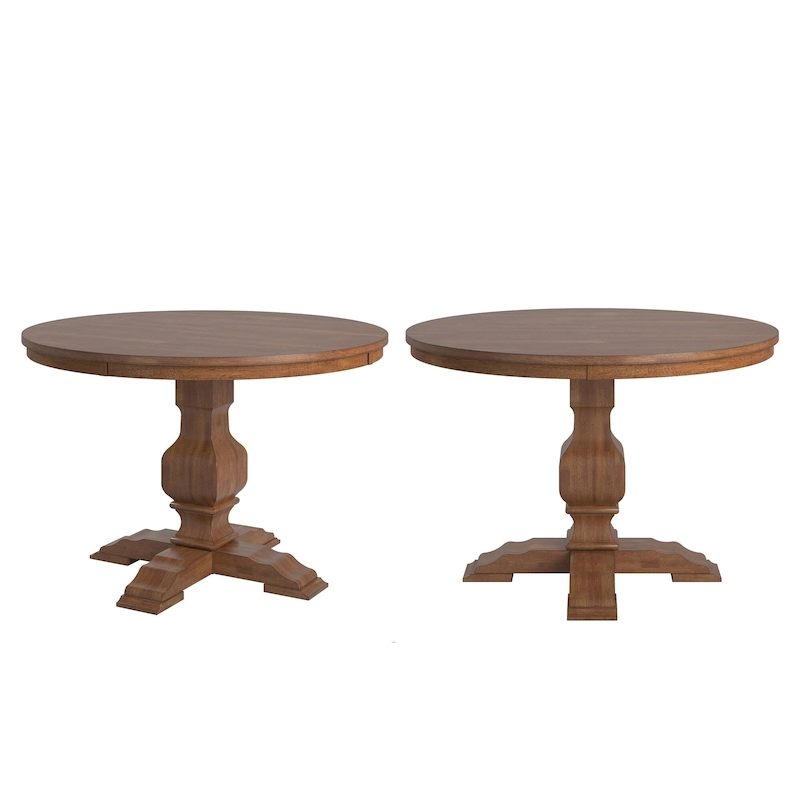 Ronda Two-Tone Round Solid Wood Top Dining Table