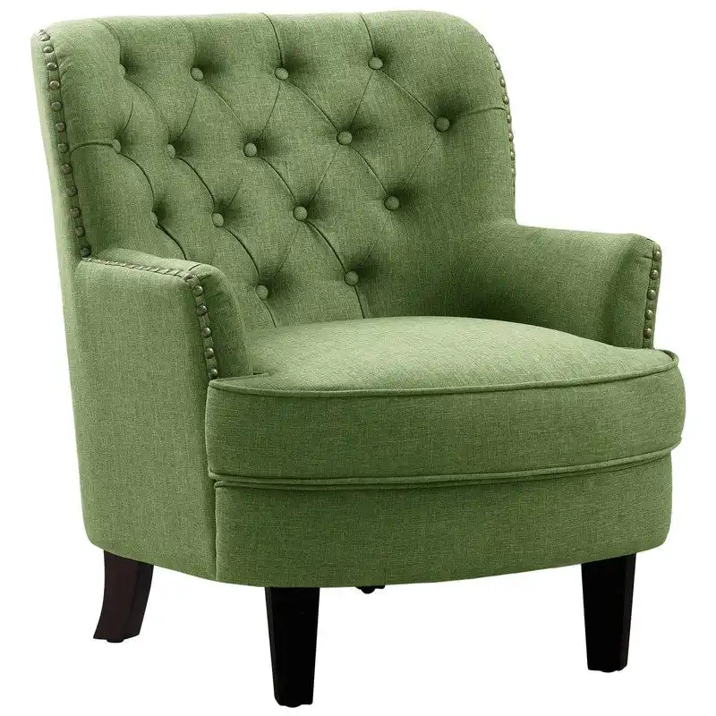 Moser Bay Mignon Velvet / Linen 30  Wide Tufted Wingback Accent Chair