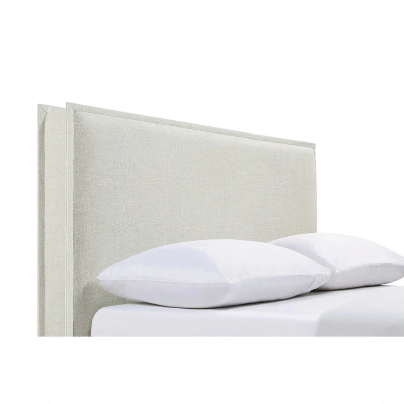 Gemma Sand Upholstered Headboard with Flange Details
