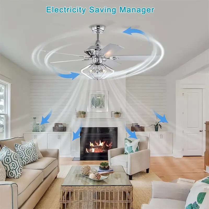 52  Dual Wood 5-Blade Crystal Ceiling Fan with Remote