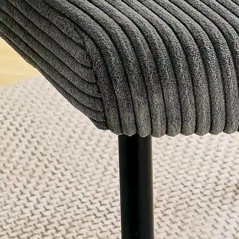 Modern simple velvet dining chair Fabric Upholstered Chairs home bedroom stool back dressing chair black metal legs(set of 2)