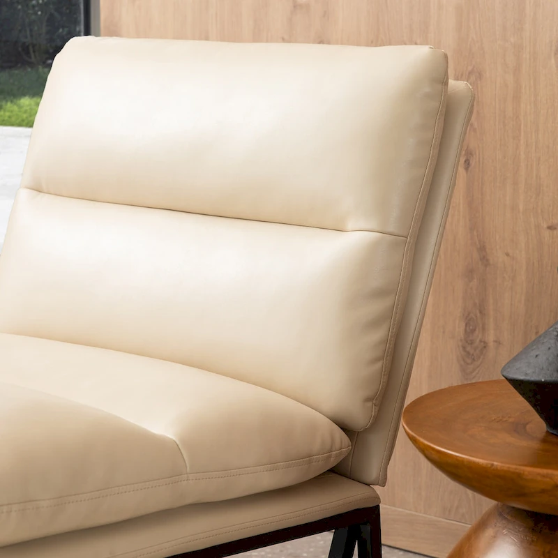 Glitzhome Set of 2 30.25H Modern Ergonomic PU Accent Armless Chair