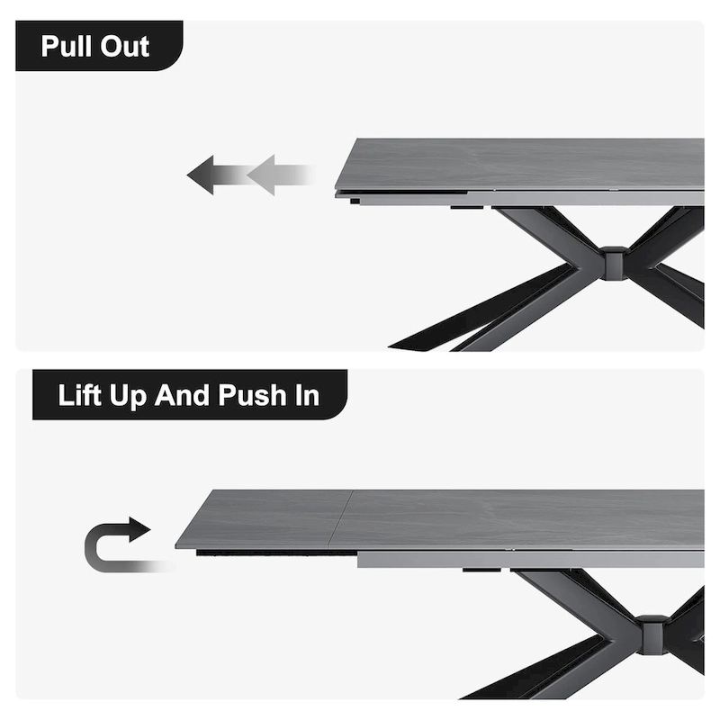 110.24 Extendable Rectangular Sintered Stone Dining Table - 78.74 to 110.24