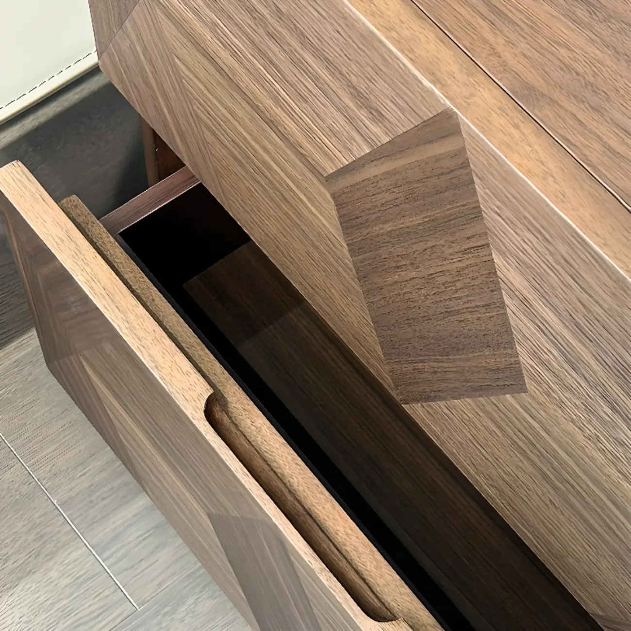 Elegant Nut Brown Narrow 2-drawer Wood Nightstand