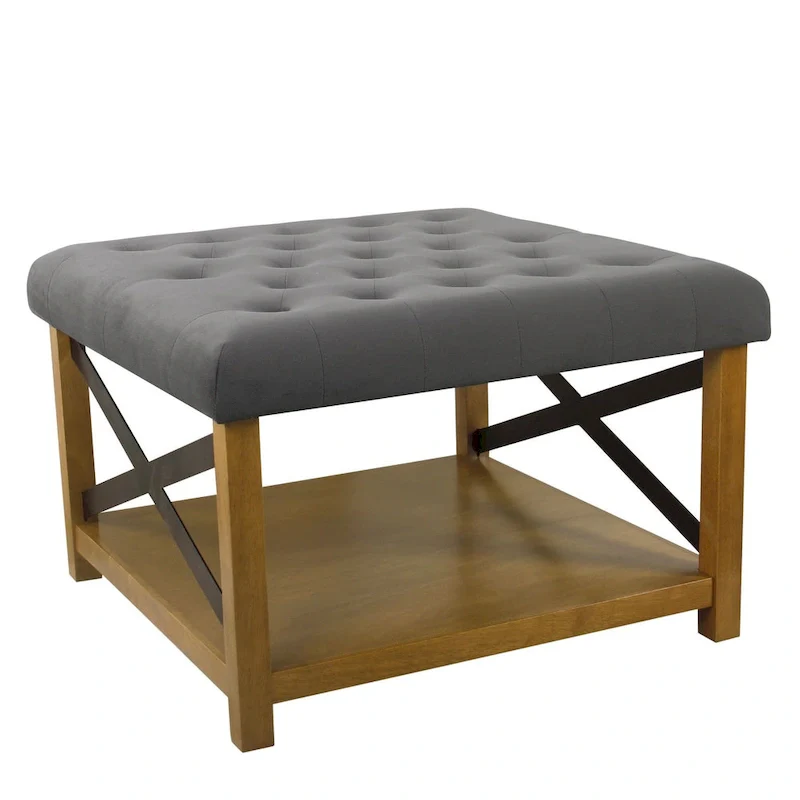 HomePop Tufted Top square cocktail Ottoman