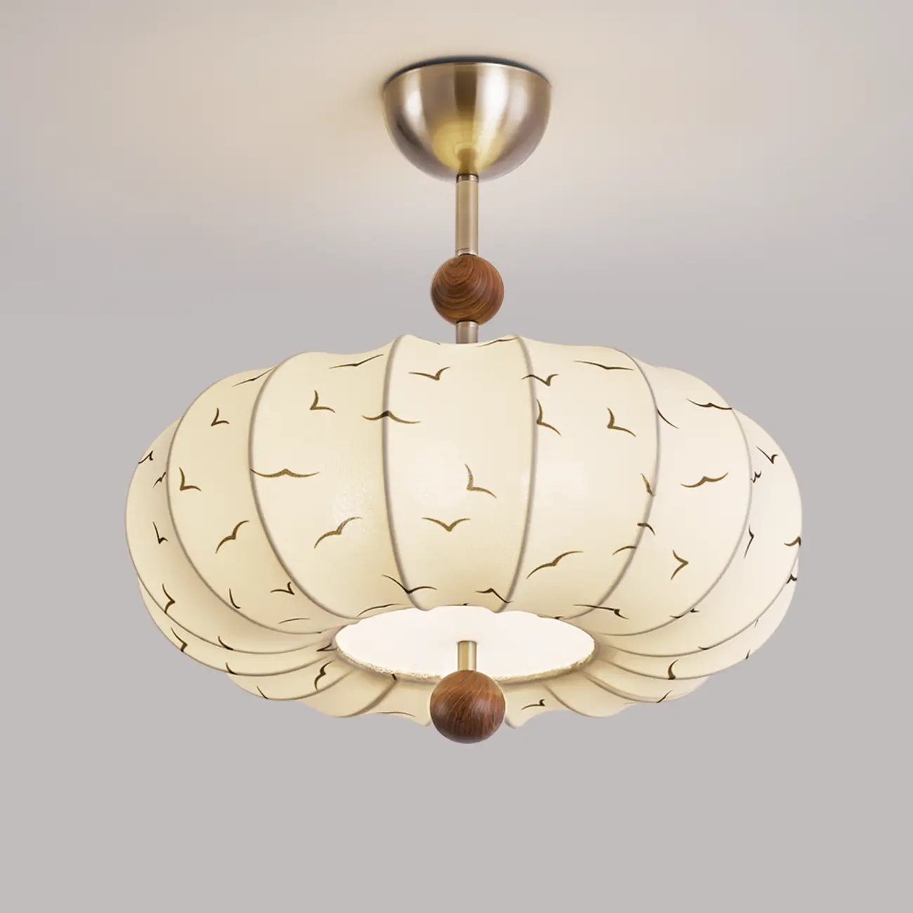 Modern Off-white Fabric Pendant Light with 5-Light & LED