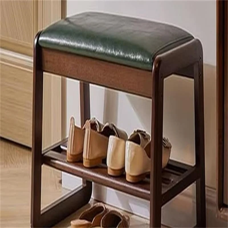 2-Tier Wooden Storage Entryway Bench