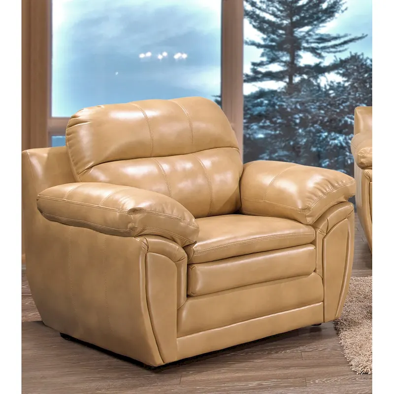 Simon Light Tan Brown Leather Gel Sofa, Loveseat and Chair Set
