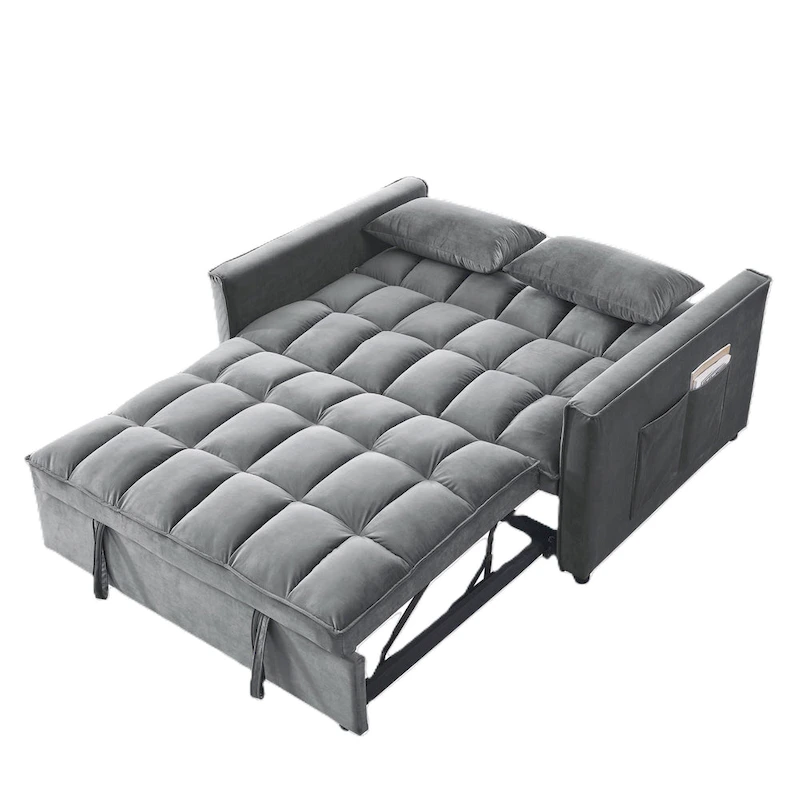 Modern Convertible Futon Sofa Bed,Adjustable Backrest,Armrest Holders