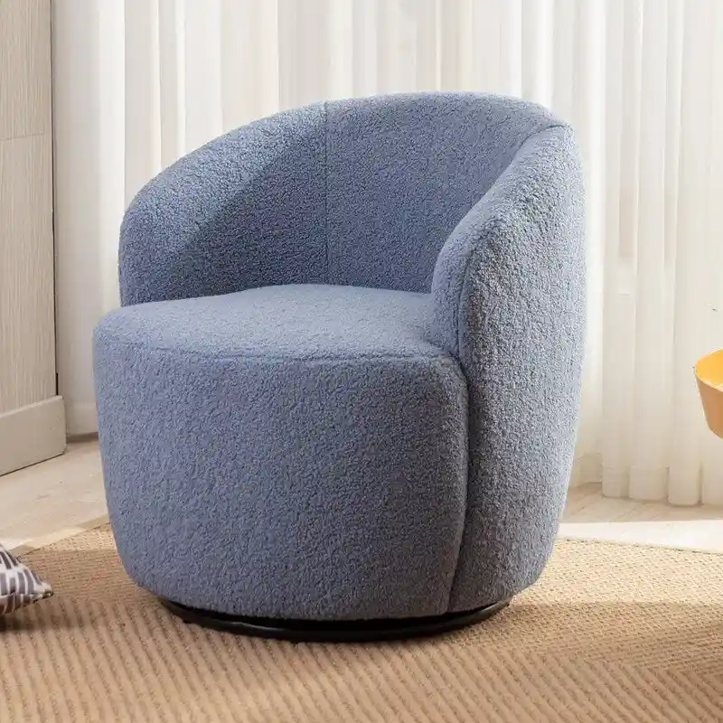 Teddy Fabric Swivel Accent Barrel Chair With Powder Coating Metal Ring