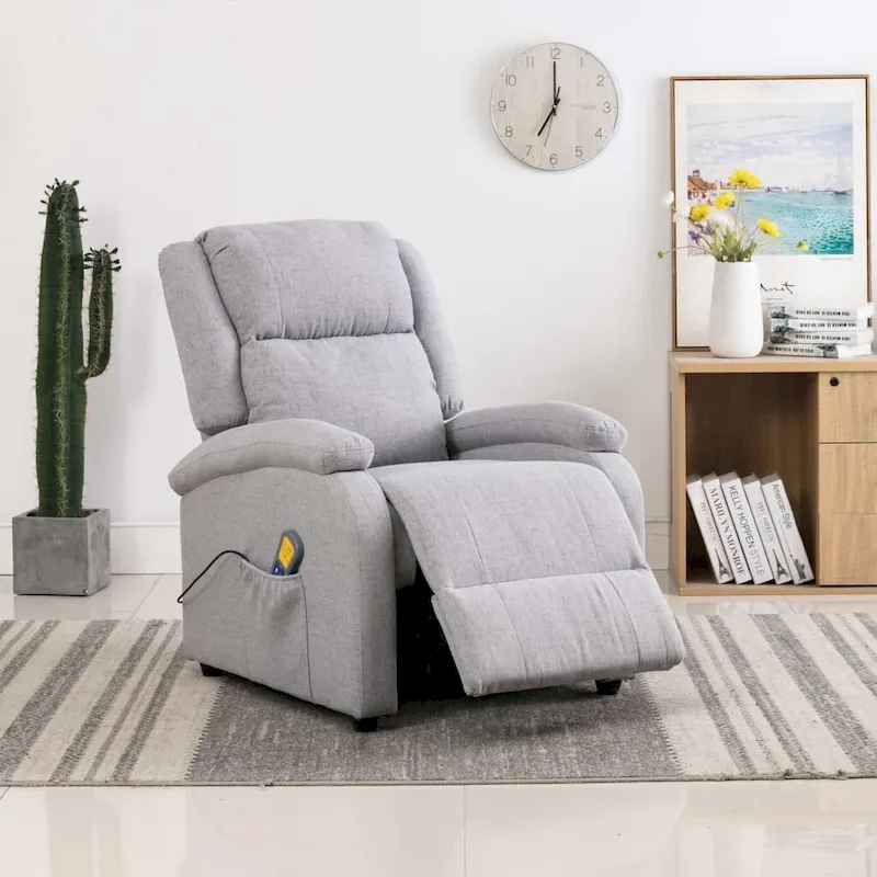 vidaXL Massage Chair Light Gray Fabric - 71 x 92 x 96 cm