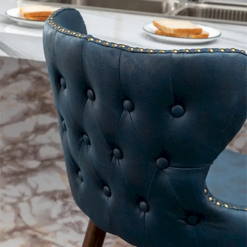 Nevis Mid-century Modern Faux Leather Tufted Nailhead Trim Barstool Set of 2