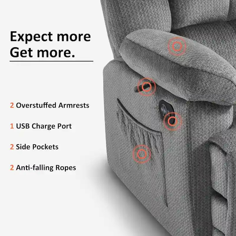 Electric Power Recliner Chair with Heat and Massage, Fabric