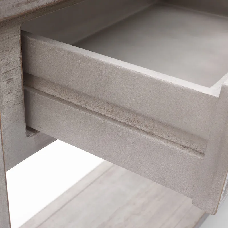 Grey Washed Wood 2-Drawer 1-Shelf Console and Entry Table - 32.7 H x 47.2 W x 13.8 D
