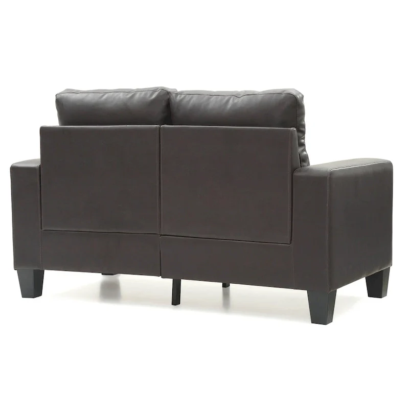 Newbury 58 in. W Flared Arm Faux Leather Straight Sofa - 32L x 58W x 36H