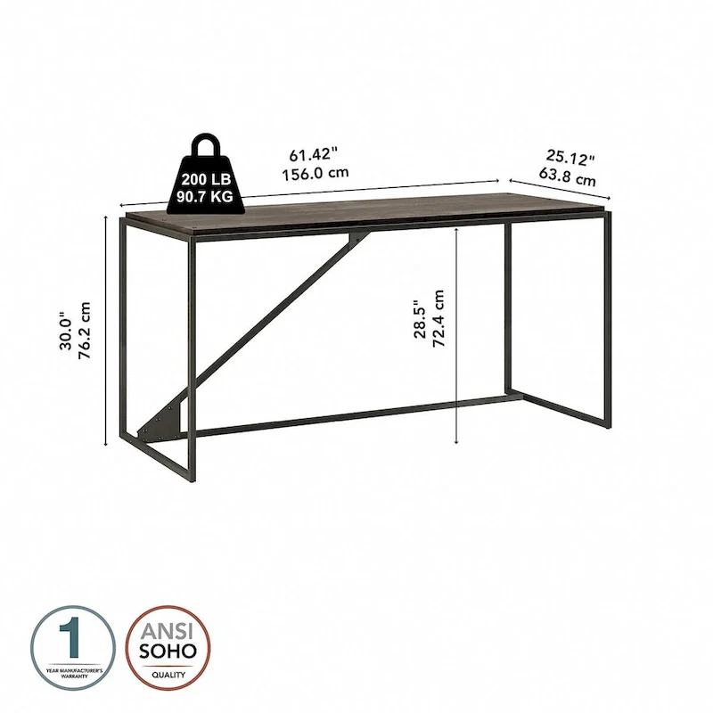 62W Industrial Desk, Large Home Office Desk