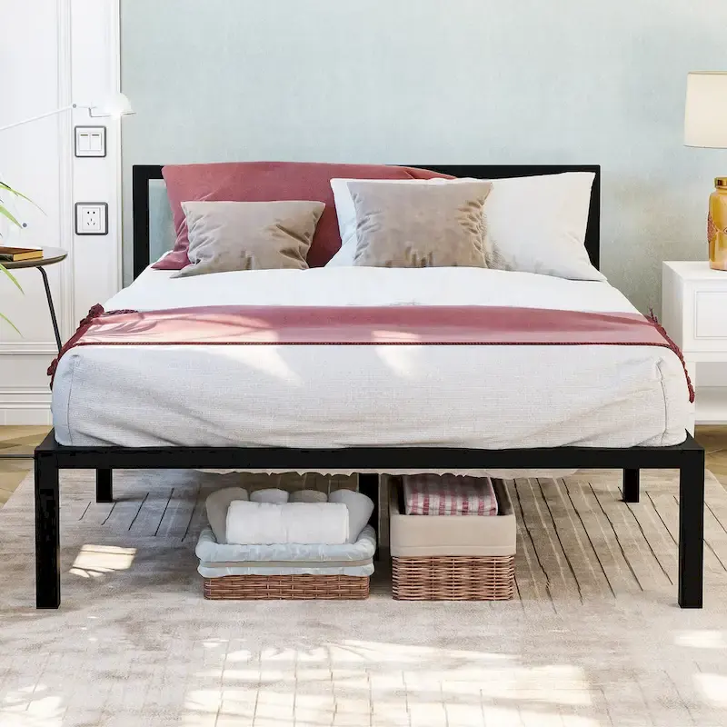 King Modern Metal Platform Bed Frame