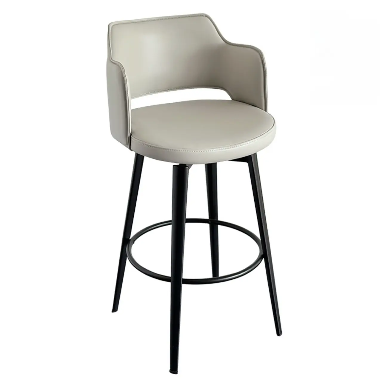 Mid-Century Modern Upholstered Bucket Seat Swivel Bar Stools
