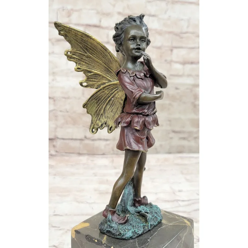 Very Beautifully Detailed Fairy Pure Hotcast Bronze Statue Signed No Reserve