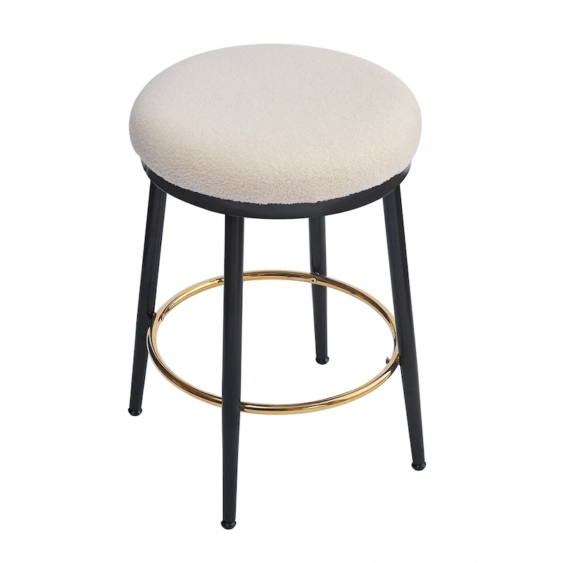 Altrium Modern Upholstered 24.75-Inch Round Backless Counter Stools with Iron Frame (Set of 4) by Christopher Knight Home