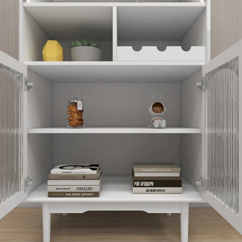 Living Room Wine Cabinet with Removable Wine Rack and Wine Glass Rack - 27.56L * 15.75W * 50.39H