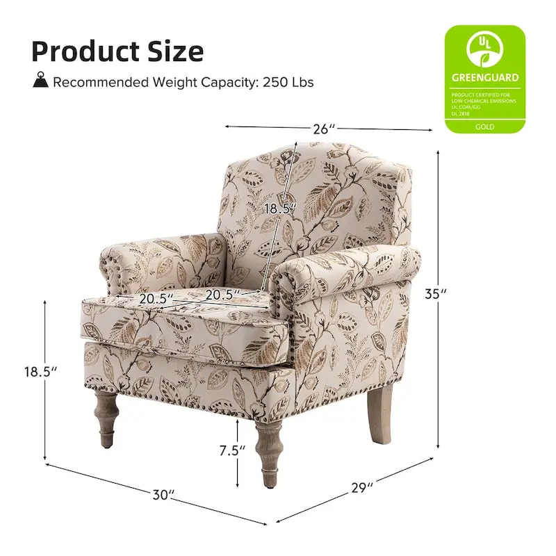 Yahweh Farmhouse Nailhead Armchair with Rolled Arms by HULALA HOME(Set of 2)