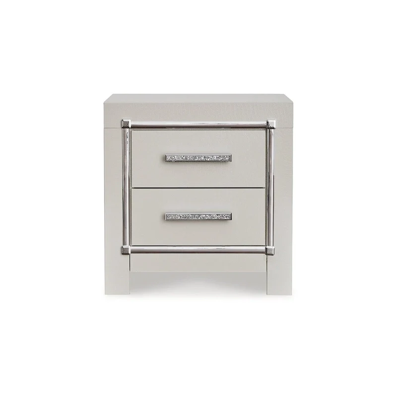 Signature Design by Ashley Zyniden Silver Upholstered Panel Headboard with 2 Nightstands