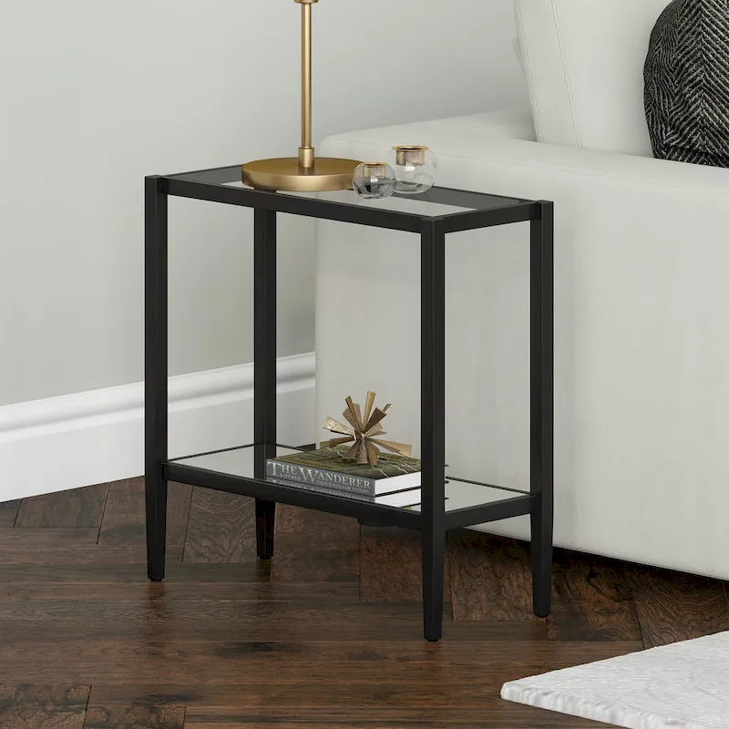 Hera 24 Rectangular Side Table with Glass Shelf