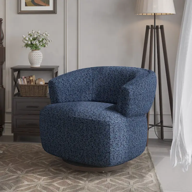 Fully Assembled Upholstered Swivel Barrel Chair