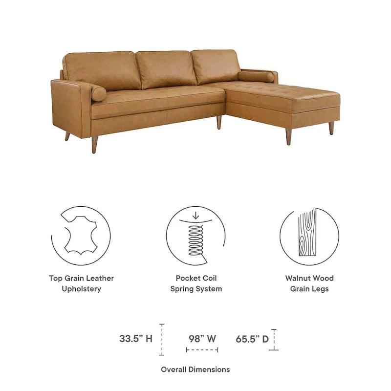 Valour 98 Leather Sectional Sofa