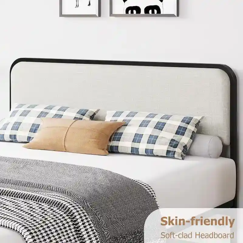 Bed Frame with Upholstered Headboard and Footboard