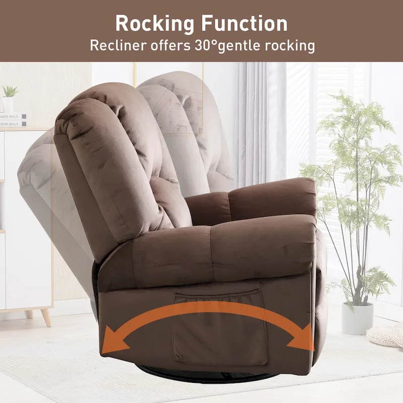 Swivel Rocker Recliners Rocking Swivel Recliner Chair With Massage And Heat With Side Pockets