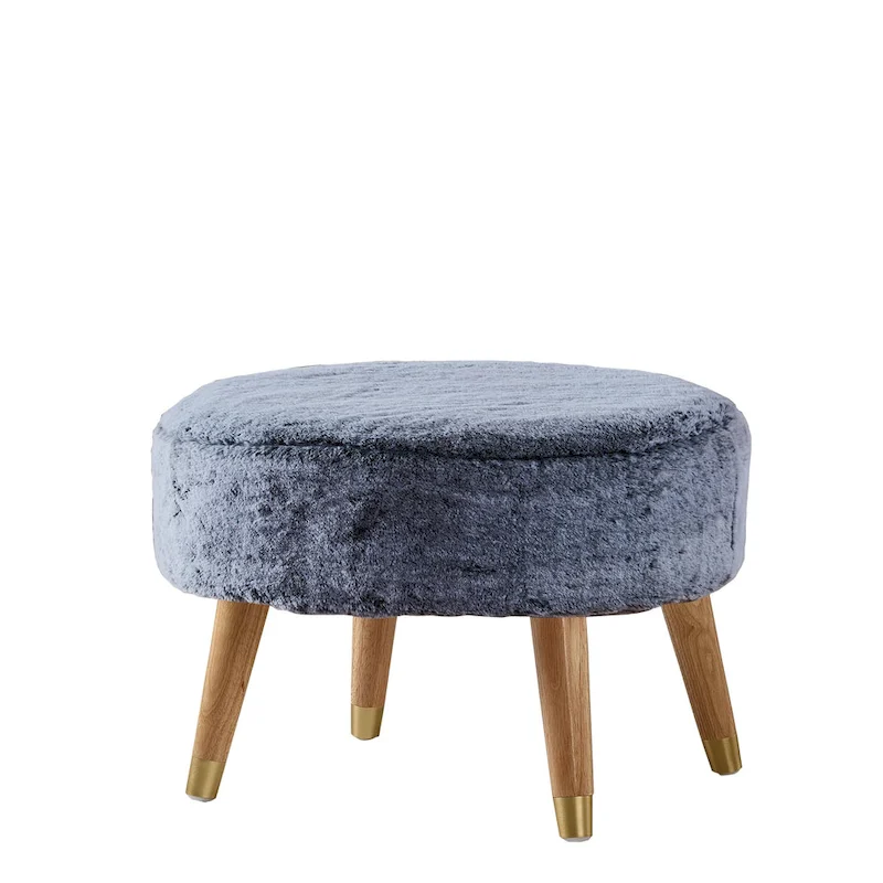 Serenta Heavy FauxFur Oval Ottoman