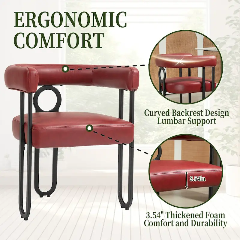 2 PCS PU Leather Upholstered Dining Chair Set wMetal Legs