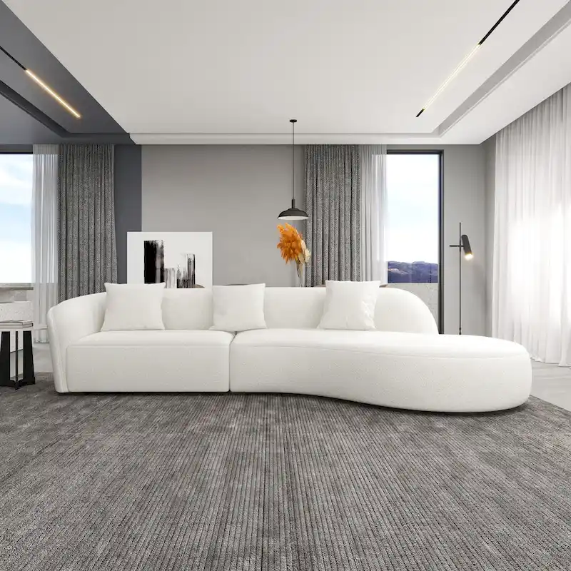 Gallar Japandi Style Luxury Modern French Boucle Curved Sofa