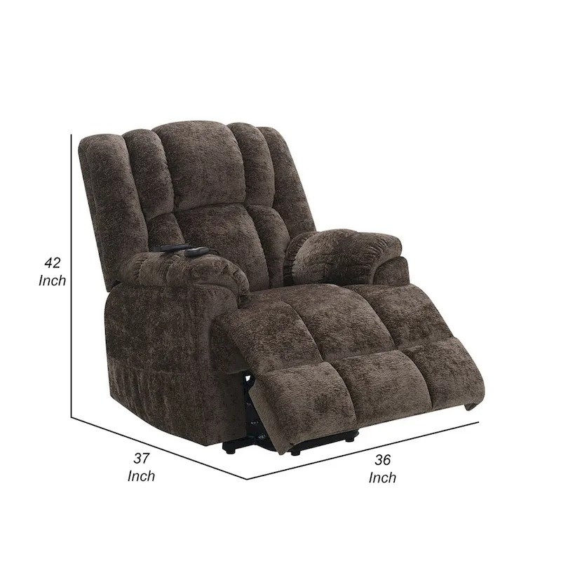 Cassy Power Recliner Chair with Lift, Heating, Massage, Brown Velvet
